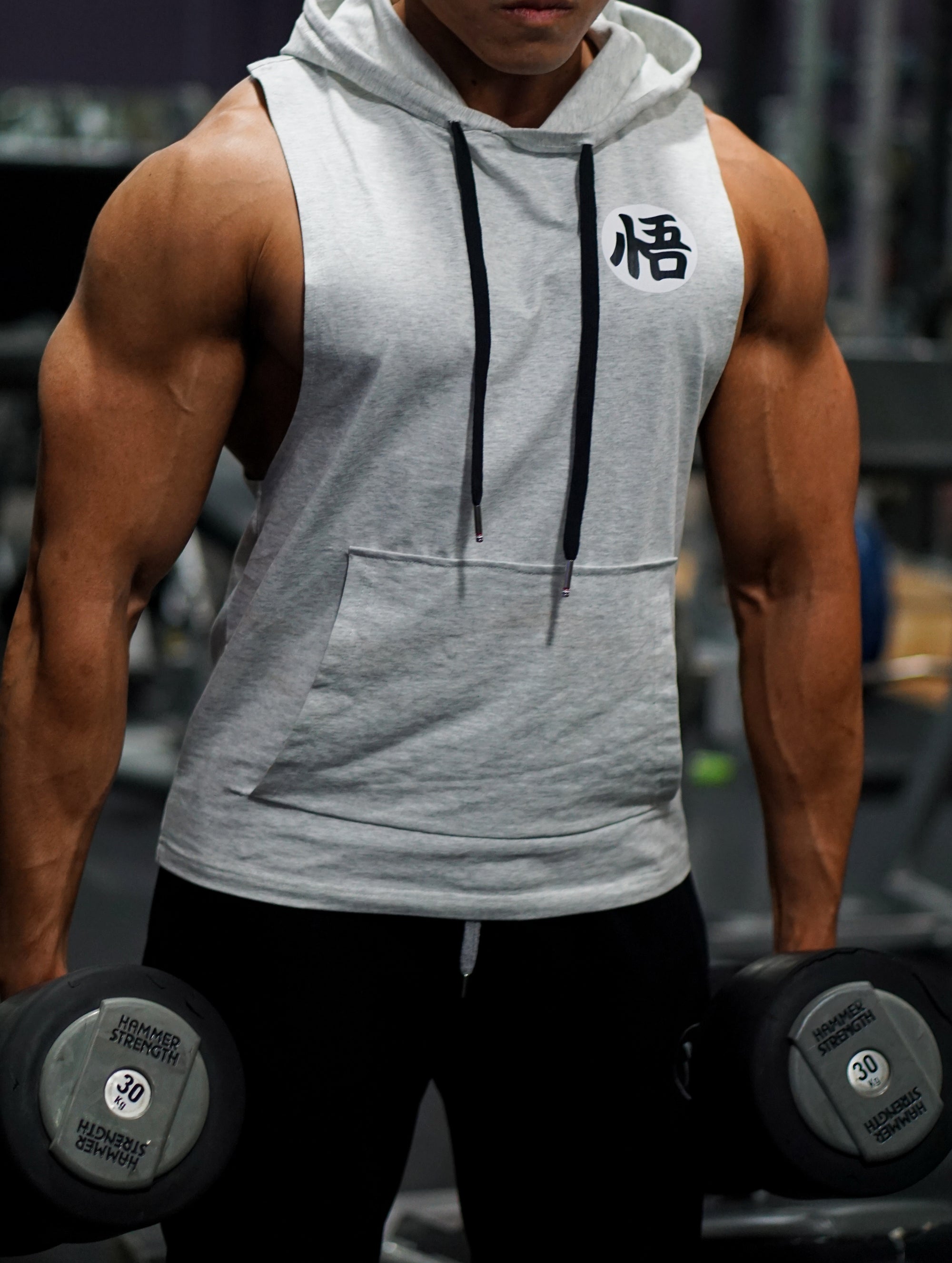 V2.0 Low Cut 'Ascension' Performance Sleeveless Hoodie - Concrete Grey