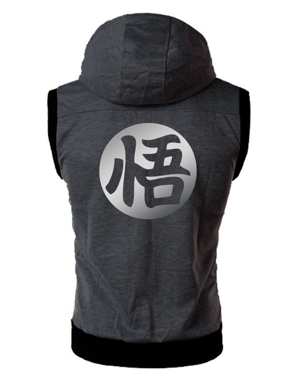 A.C.E SLEEVELESS ZIP HOODIE FITTED DARK GREY
