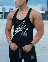 'Goku Gains' Mens Lifestyle Gym Singlet - Elite Black - Saiyan Evolution Online Shop Worldwide Shipping - 1