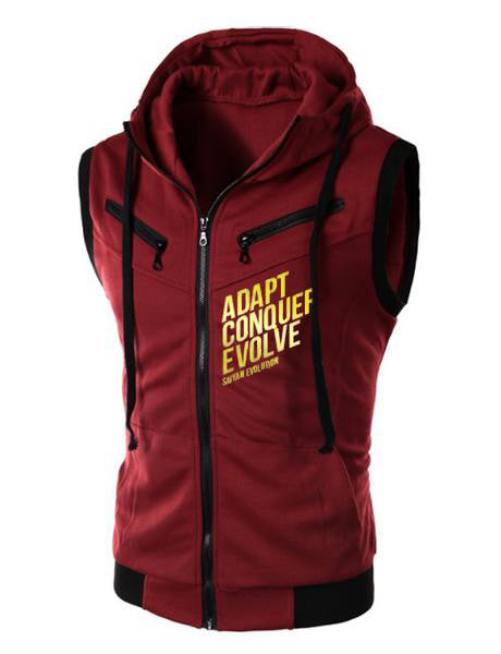 A.C.E SLEEVELESS ZIP HOODIE - FITTED - WINE RED