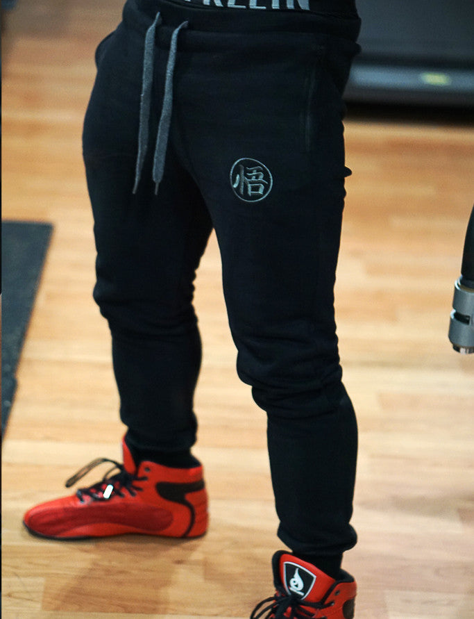 'Ascension' Premium Embroidered Fitted Sweat Pants - Elite Black - Saiyan Evolution Online Shop Worldwide Shipping