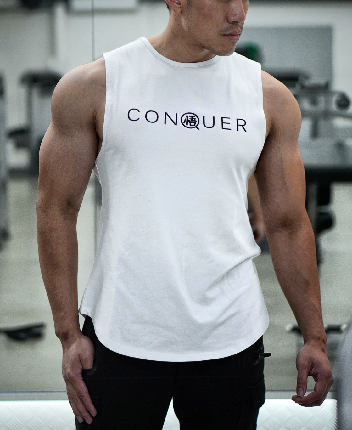 [NEW ARRIVAL] 'CONQUER' Muscle Shirt - White