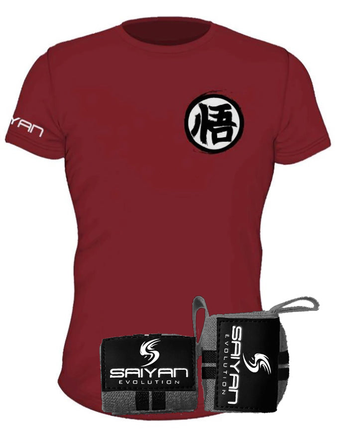 Rage Package - Blood Red V2 'Ascension' Performance T-Shirt w/ Dark Grey/Black Wrist Straps (Save 20%)