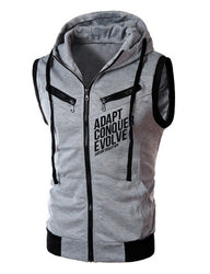 A.C.E SLEEVELESS ZIP HOODIE - FITTED - GREY - Saiyan Evolution Online Shop Worldwide Shipping - 1