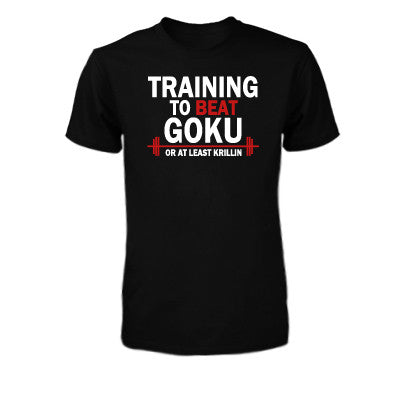'Training to beat goku or at least krillin' T-Shirt - Fitted - Black - Saiyan Evolution Online Shop Worldwide Shipping