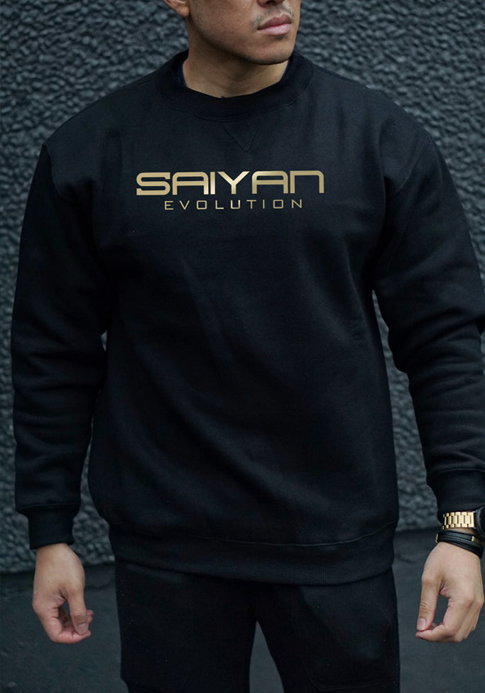 'Saiyan Evolution' Crew Neck Sweatshirt Black/Gold