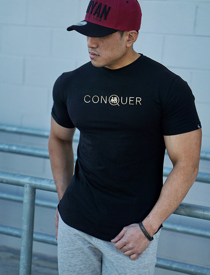 [NEW ARRIVAL] 'CONQUER' Performance Tee - Elite Black/Gold
