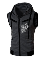 A.C.E SLEEVELESS ZIP HOODIE - FITTED - DARK GREY - Saiyan Evolution Online Shop Worldwide Shipping - 1