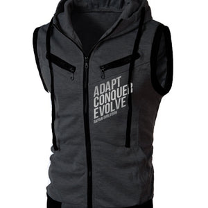 A.C.E SLEEVELESS ZIP HOODIE - FITTED - DARK GREY - Saiyan Evolution Online Shop Worldwide Shipping - 1