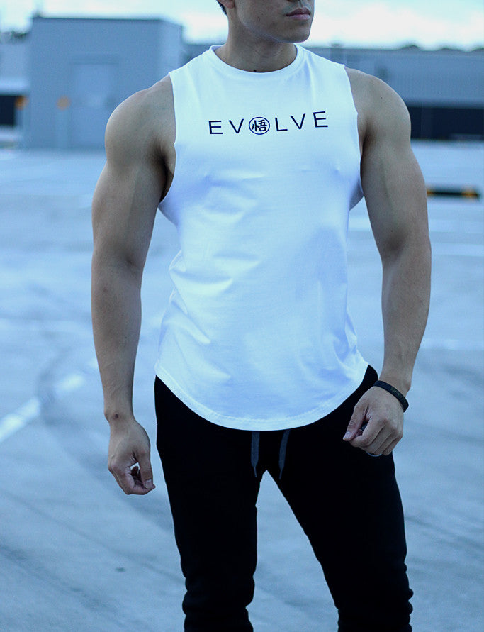 [NEW ARRIVAL] 'EVOLVE' Muscle Shirt - Rough Cut - White