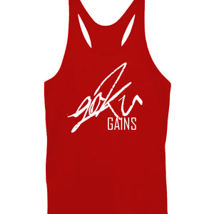 'Goku Gains' Mens Lifestyle Gym Singlet - Crimson Red - Saiyan Evolution Online Shop Worldwide Shipping - 2