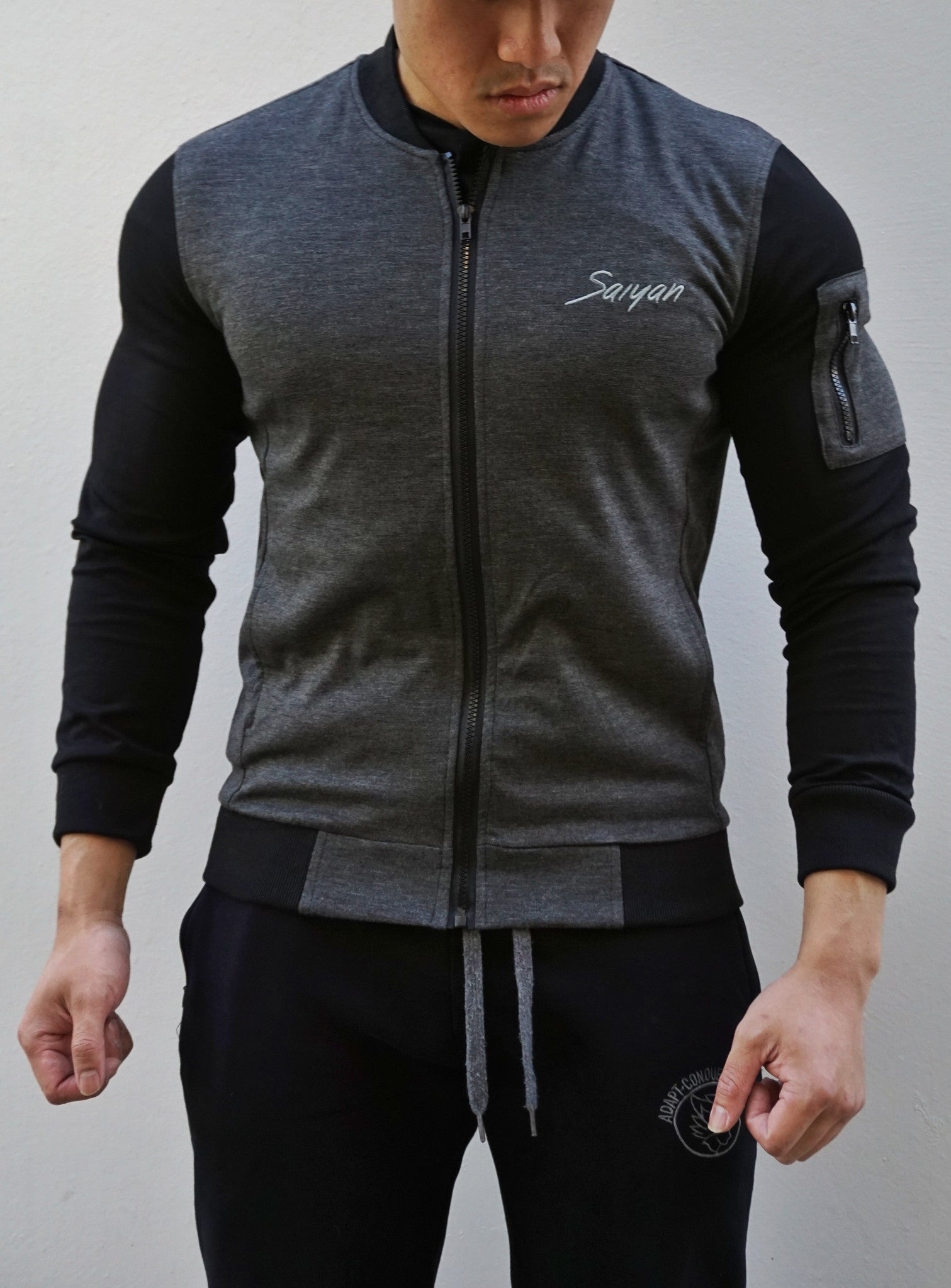 'Saiyan' Signature Men's Raglan Jacket - Grey/Black - Saiyan Evolution Online Shop Worldwide Shipping - 1