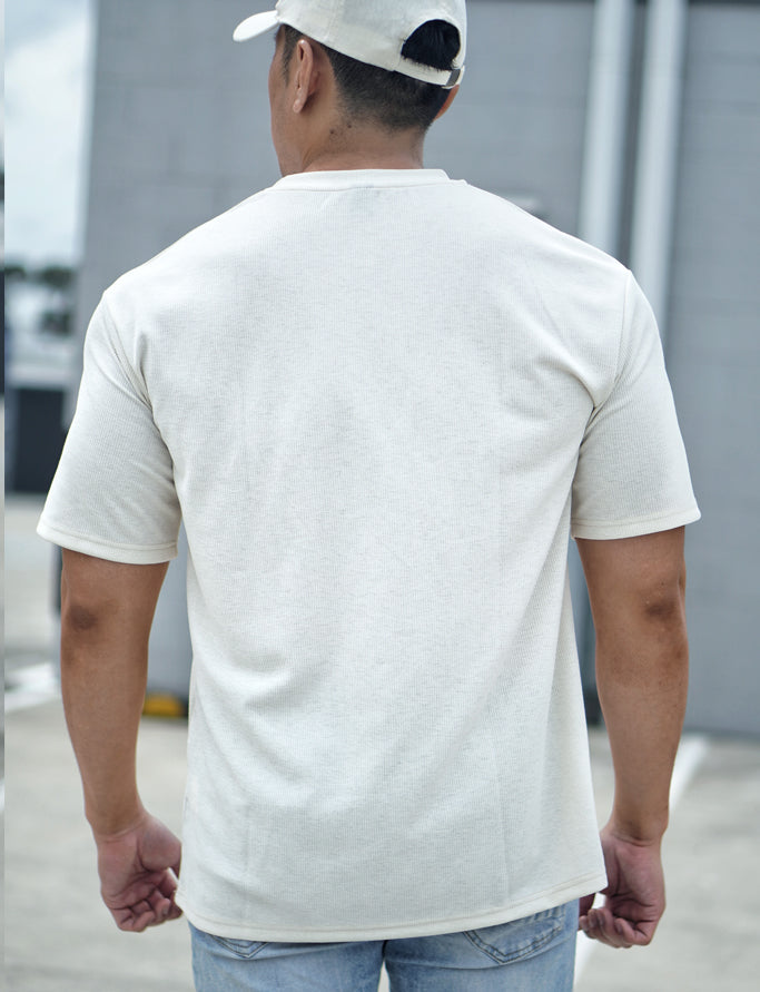[NEW ARRIVAL] Premium 'Saiyan' Oversized Drop Shoulder Crew Neck T-Shirt - Cream